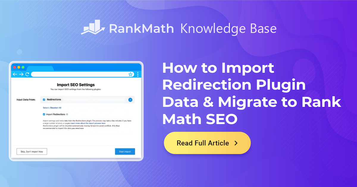 How To Import Redirection Plugin Data Migrate To Rank Math Seo Rank