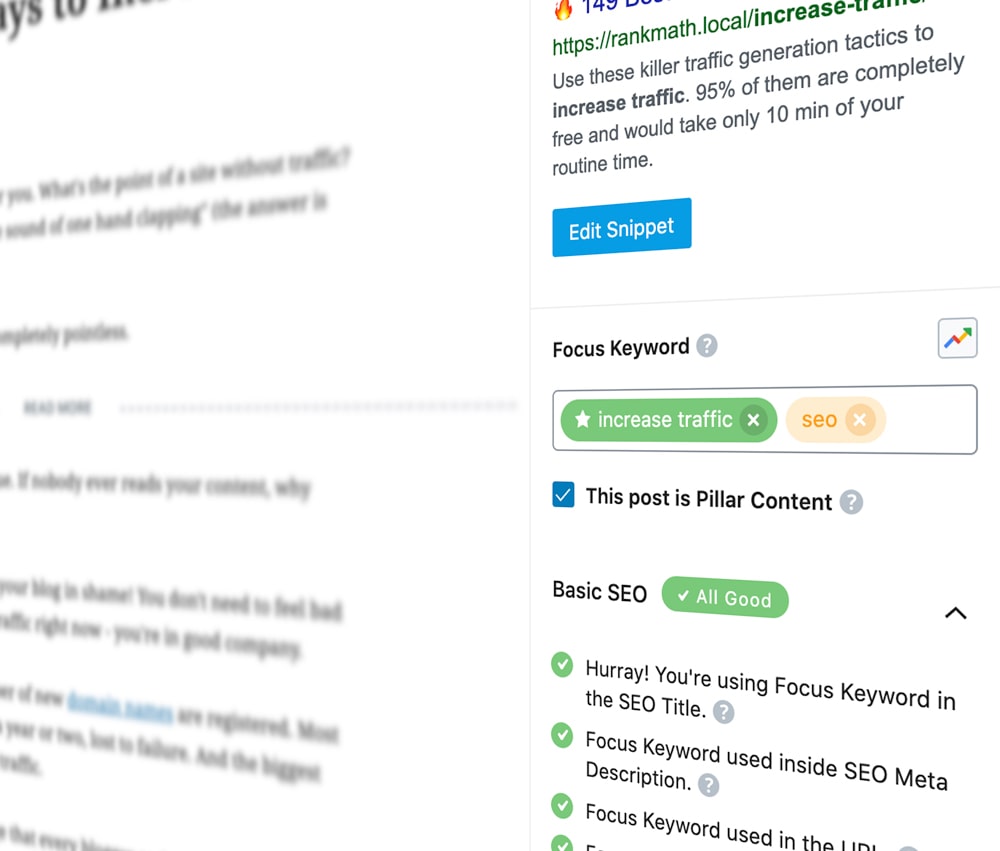 Focus Keyword e analisi dei contenuti