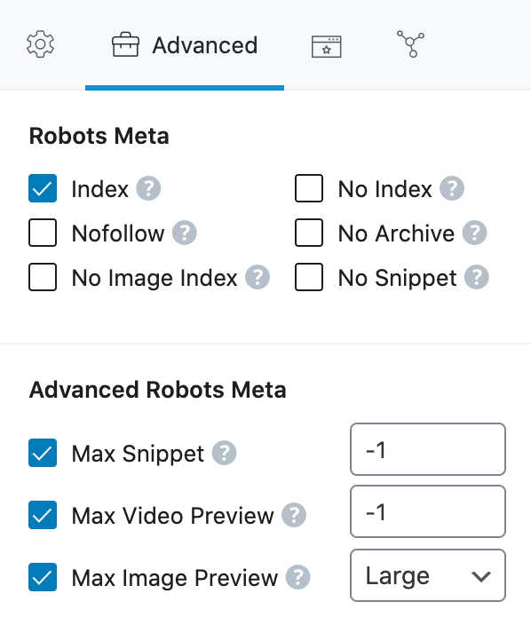 Méta ROBOTS de contrôle