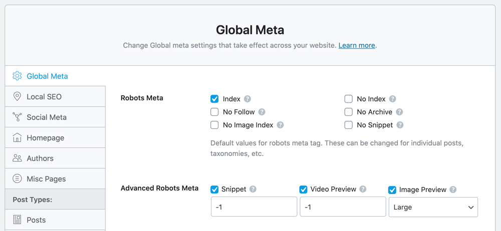 Modificar Meta Global