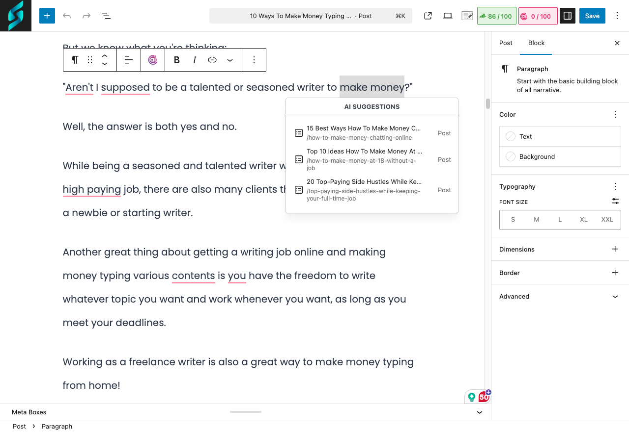 AI Link Suggestions inside WordPress Editor