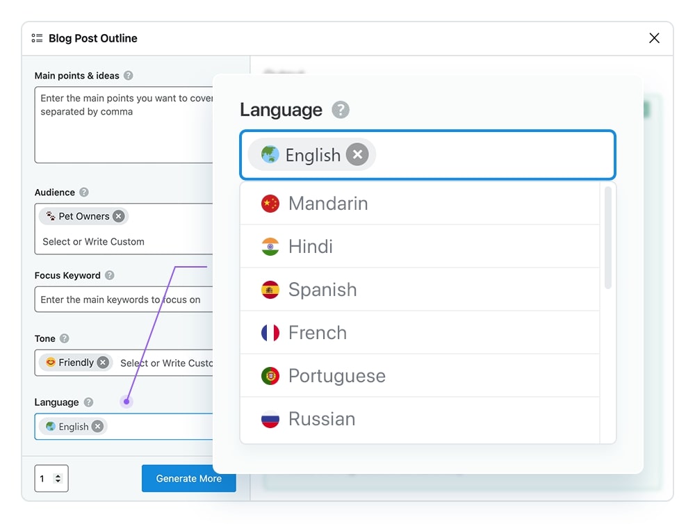 Prise en charge de plusieurs langues