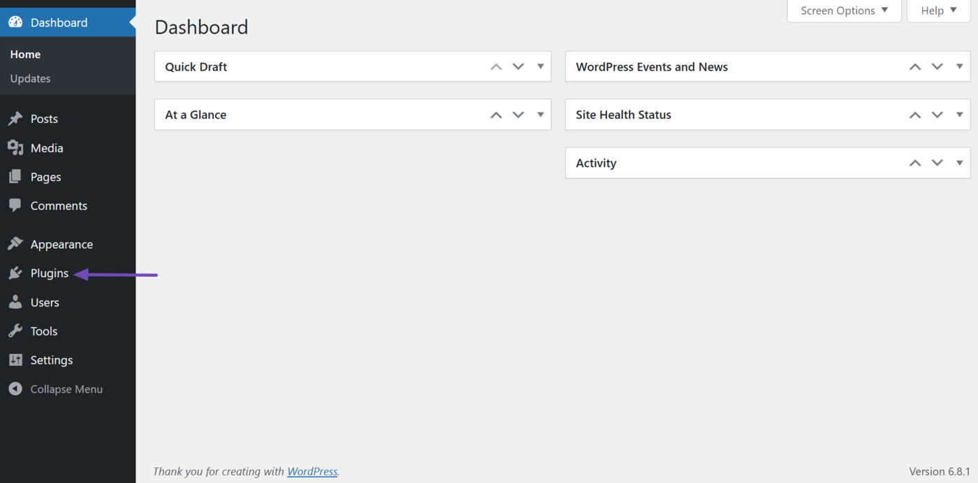 Go to Plugins Page