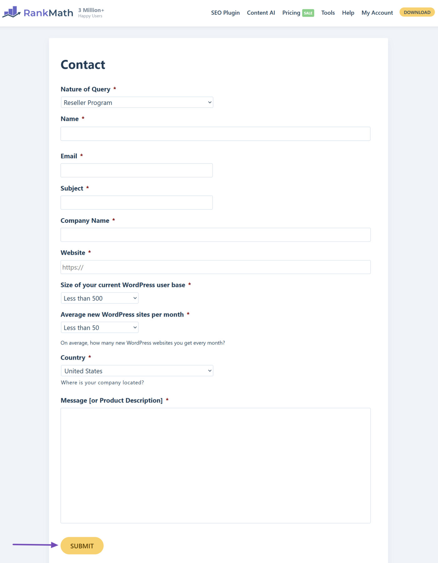 Reseller Contact Form