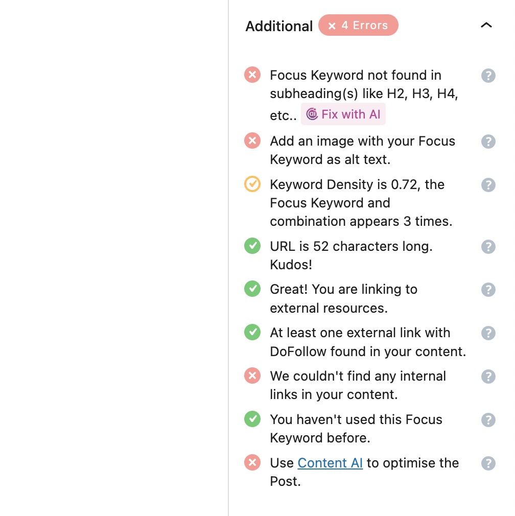 All tests performed in the additional SEO section