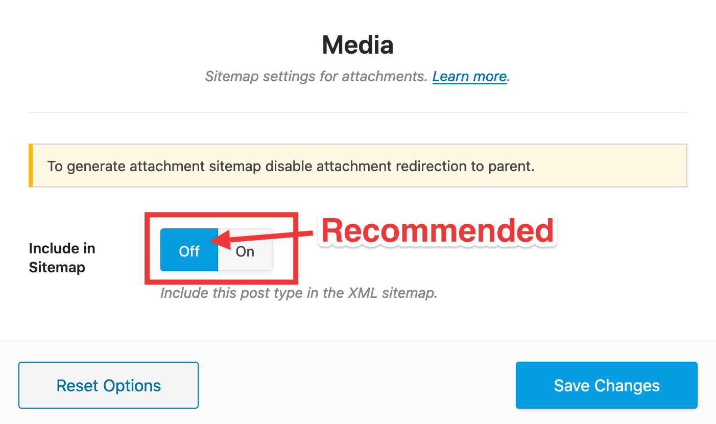 Attachment Sitemap Settings