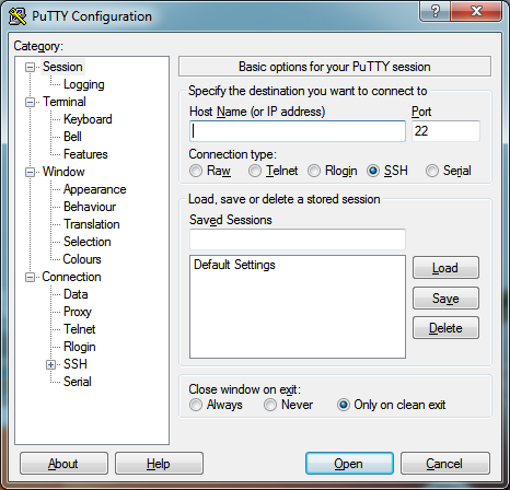 Putty configuration