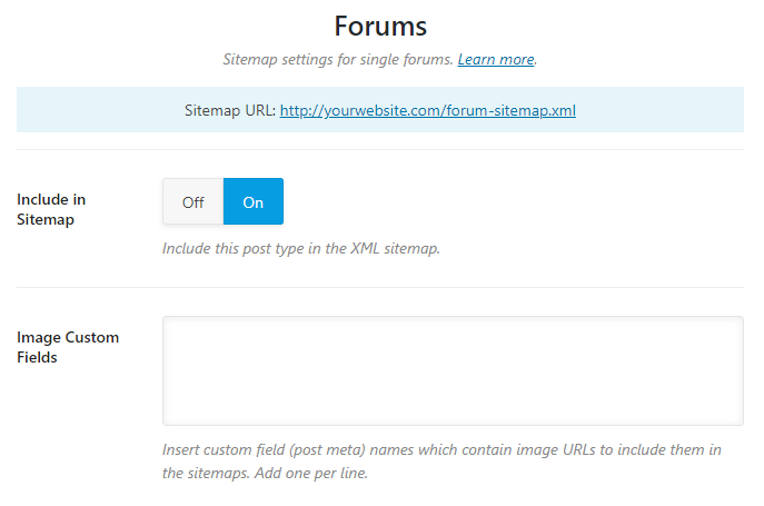 all options in the forums sitemap