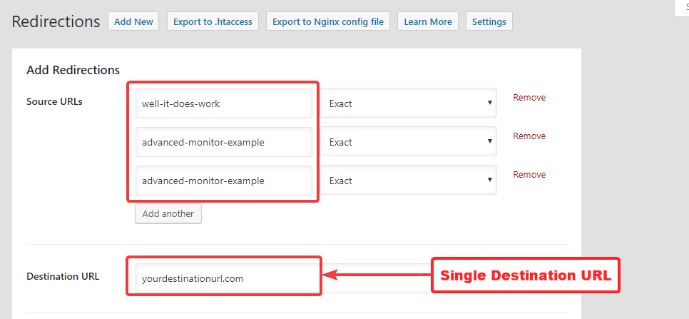 all redirected urls will have single destination