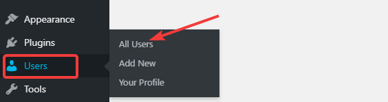 all users menu in wordpress