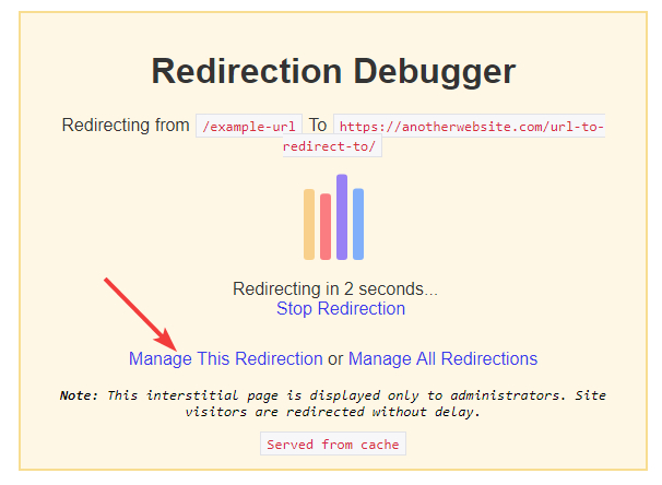 click manage redirect in intersticial