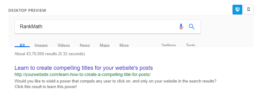click the desktop preview button to see a desktop preview