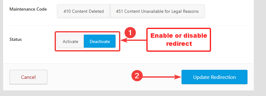 enable or disable redirect