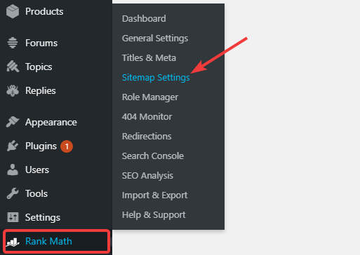 go to sitemap settings