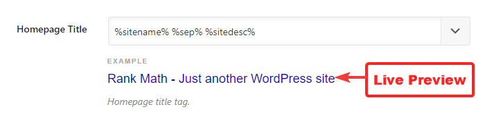 homepage title live preview