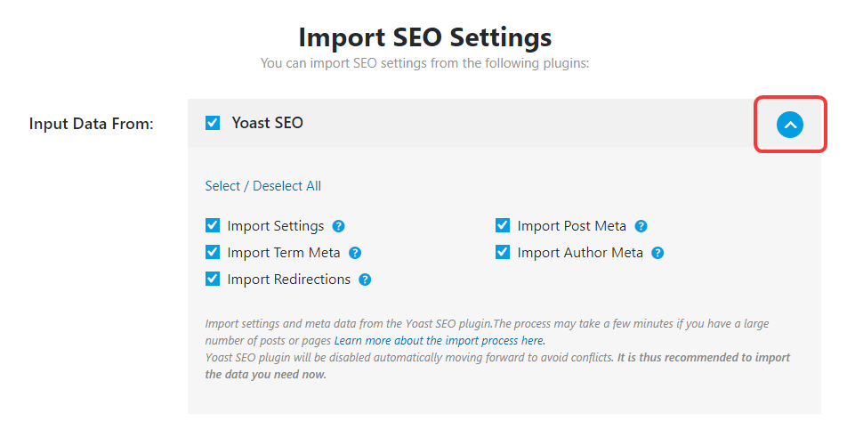 import process details in rank math