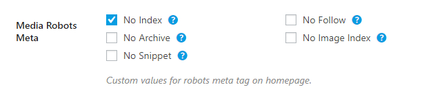 media robots meta custom settings