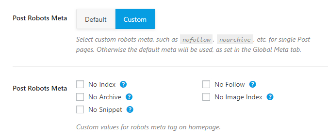 post robots meta detailed options