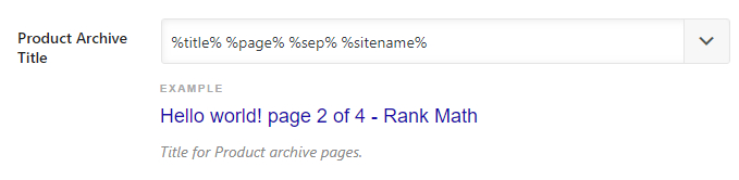 product archive title template format