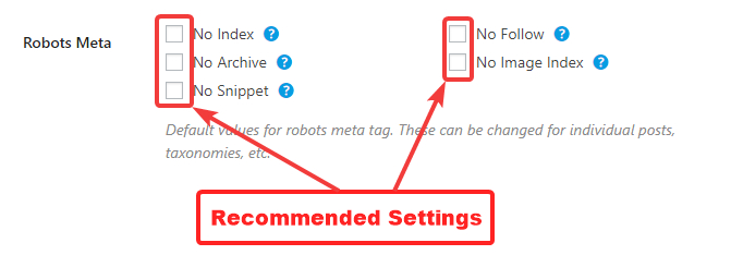 recommended settings from global robots meta