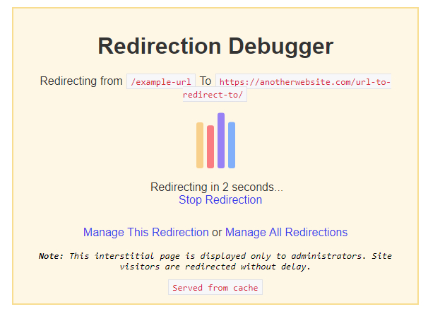 redirection debugging intersticial appears