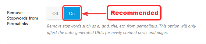 remove stopwords from permalinks