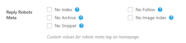 reply robots meta custom settings