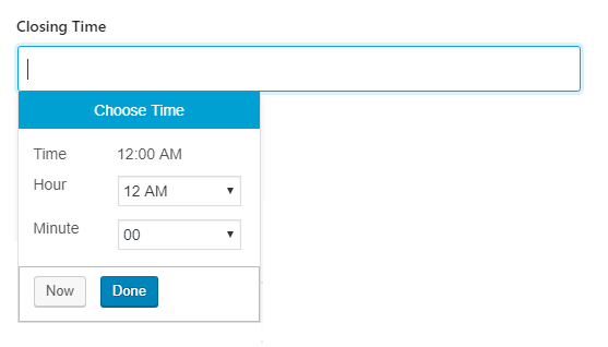 restaurant closing time picker