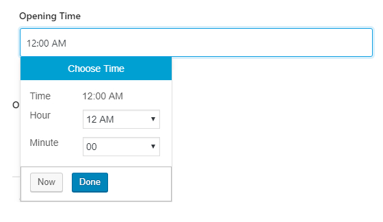 restaurant opening time picker