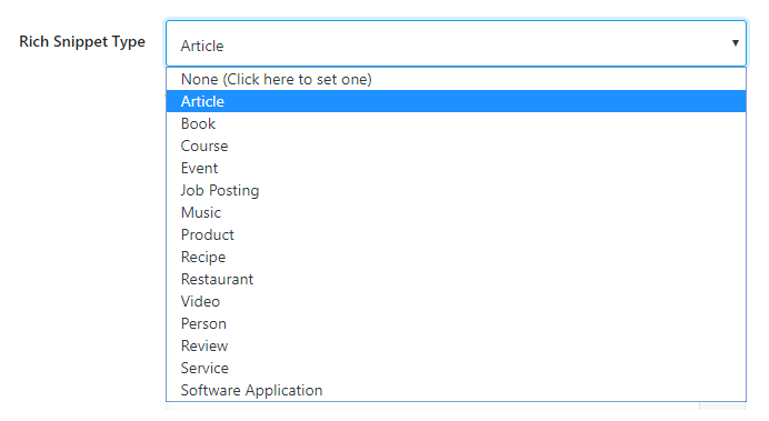 rich snippet type for pages