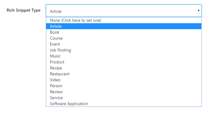 rich snippet type options