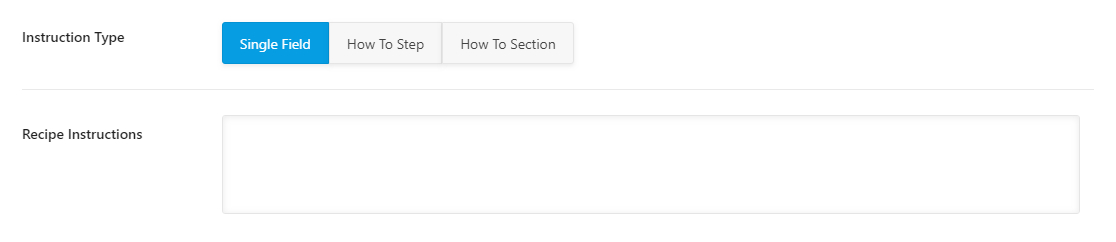 single field instruction in recipe