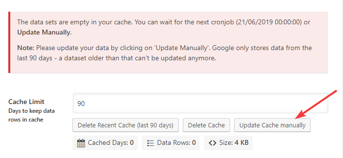 update cache manually