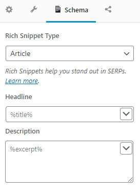 edit seo description in the schema section of rank math