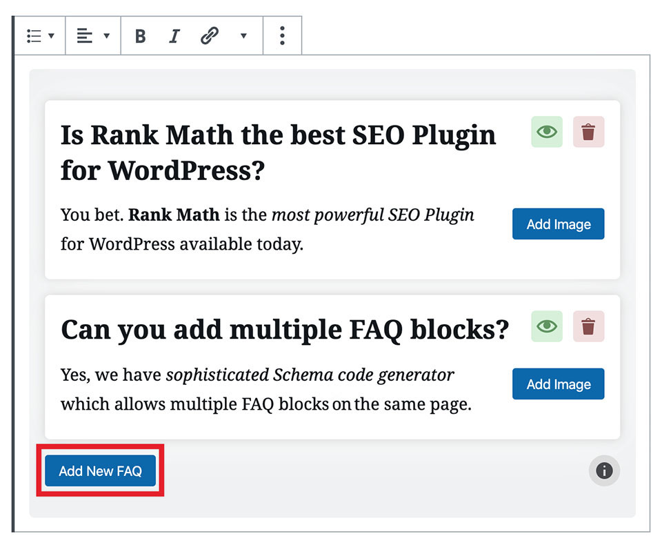 Adding Multiple Questions FAQ Blocks