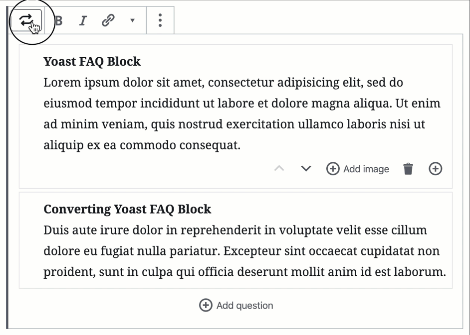 Transform Yoast FAQ Block to Rank Math FAQ Block