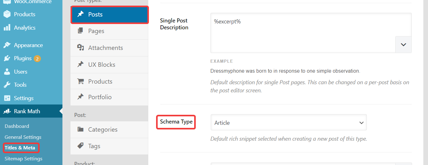 Define Default Schema Type In Rank Math