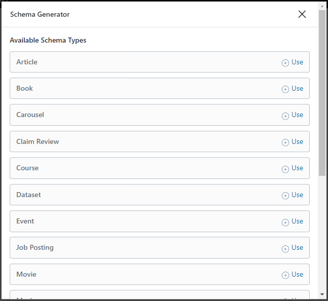 All Options For Schema Templates