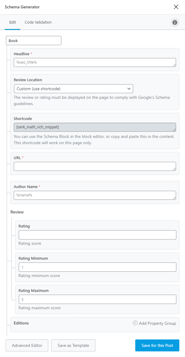 All Options In Book Type Schema