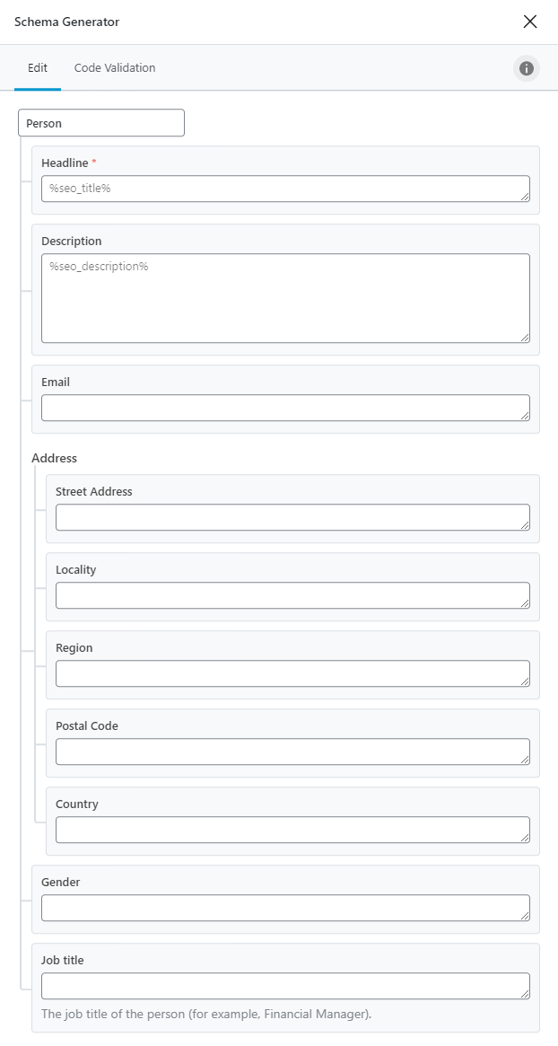 All Options In Person Type Schema