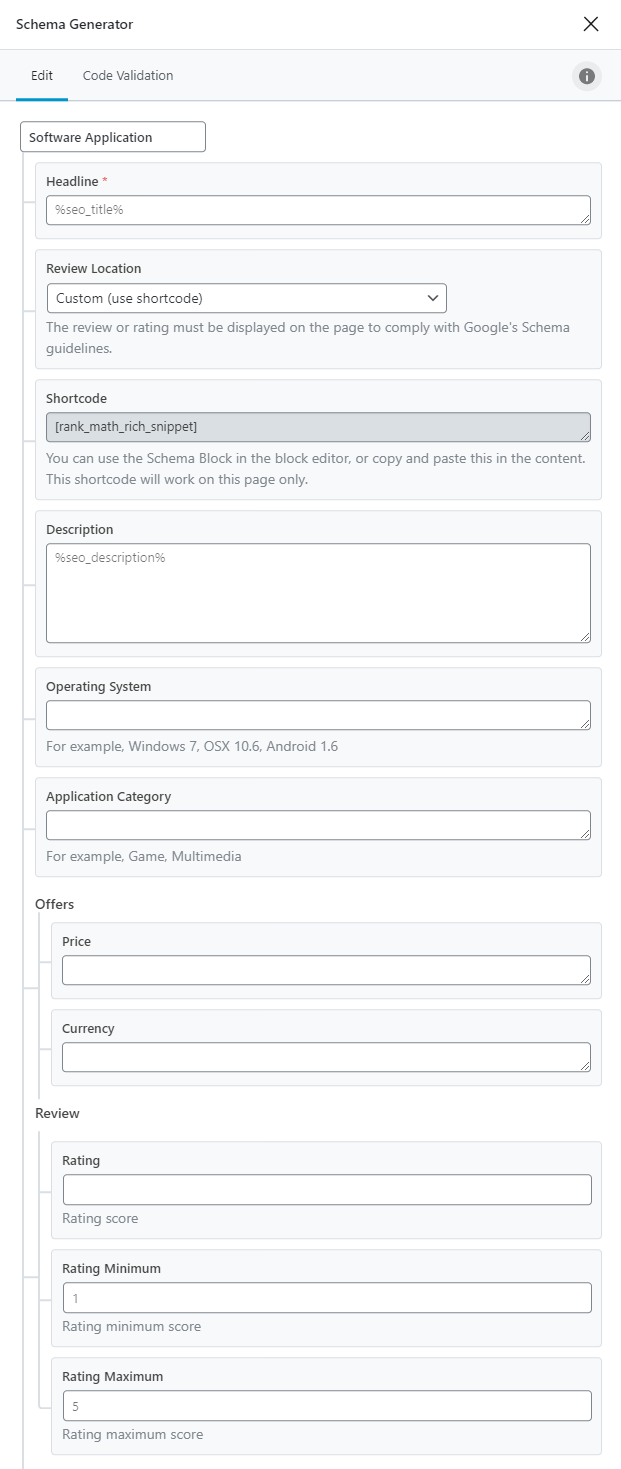 All Options In Software Application Schema