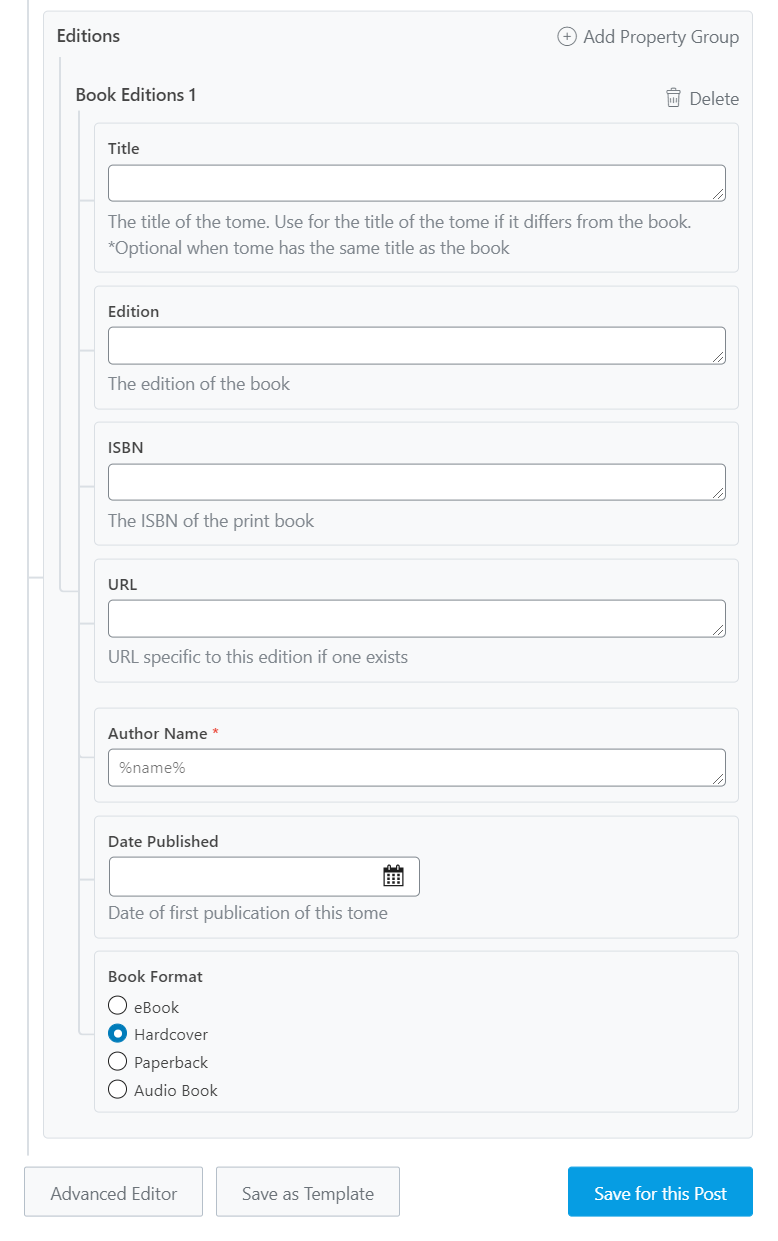 All Options In The Book Type Schema