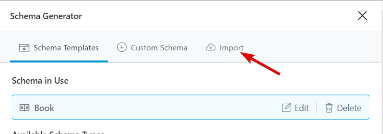 Click Import Schema