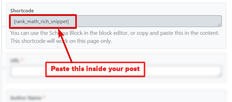 Copy The Shortocode And Paste Inside Post