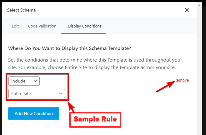Sample Rule Exists In Display Conditions