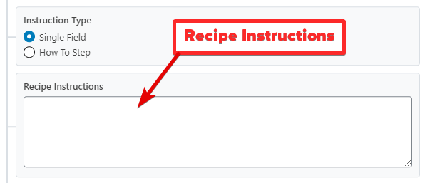 Single Field Recipe Instructions