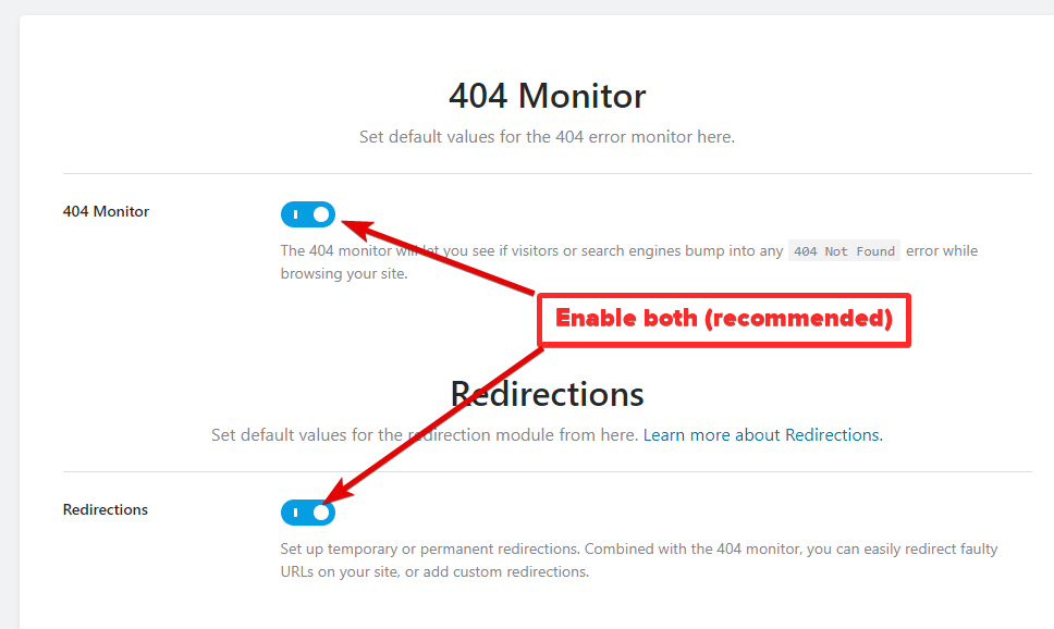 404 Monitor And Redirection Settings In Rank Math