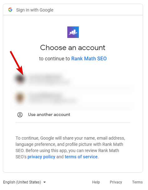 Choose Your Google Account And Continue