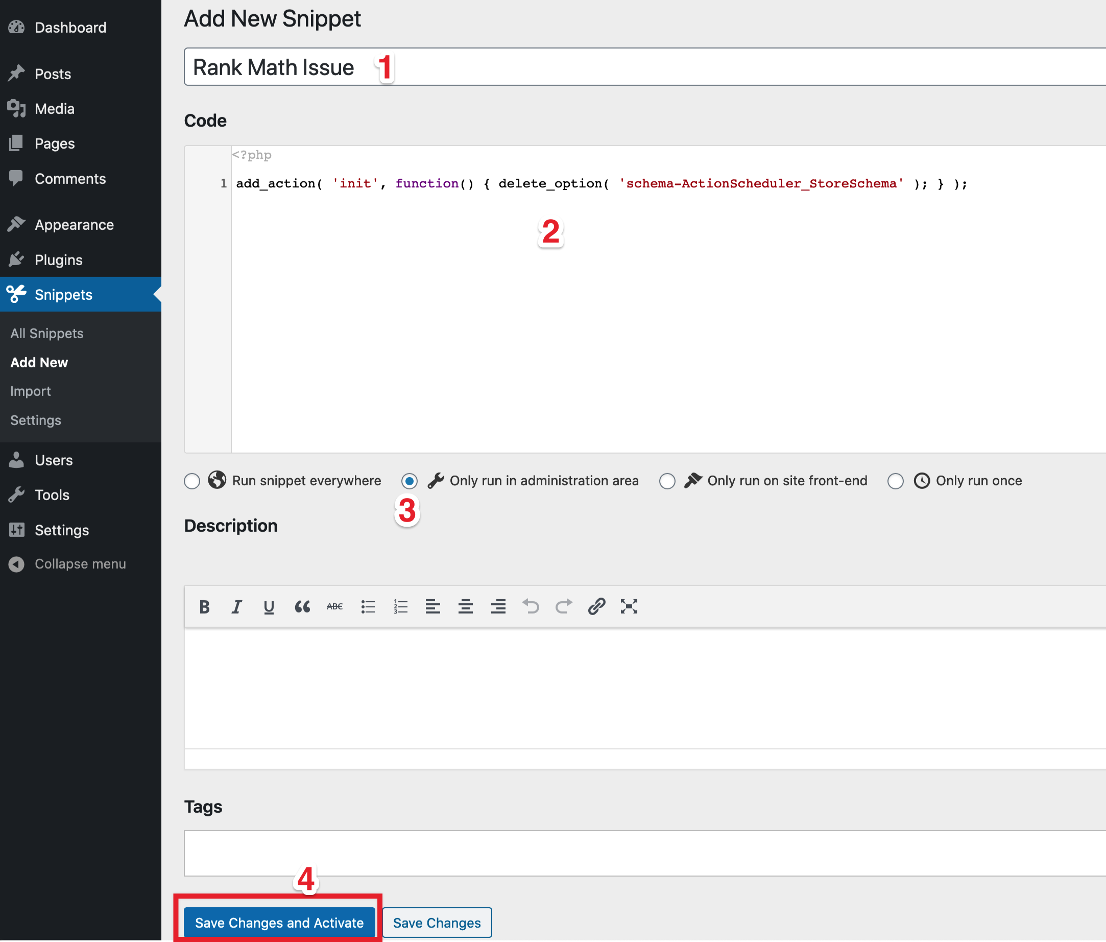 rank math code snippets code