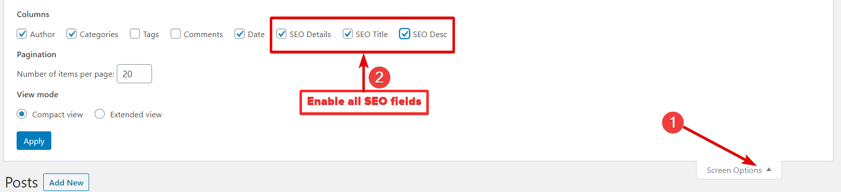 Enable All SEO Fields From Page Settings